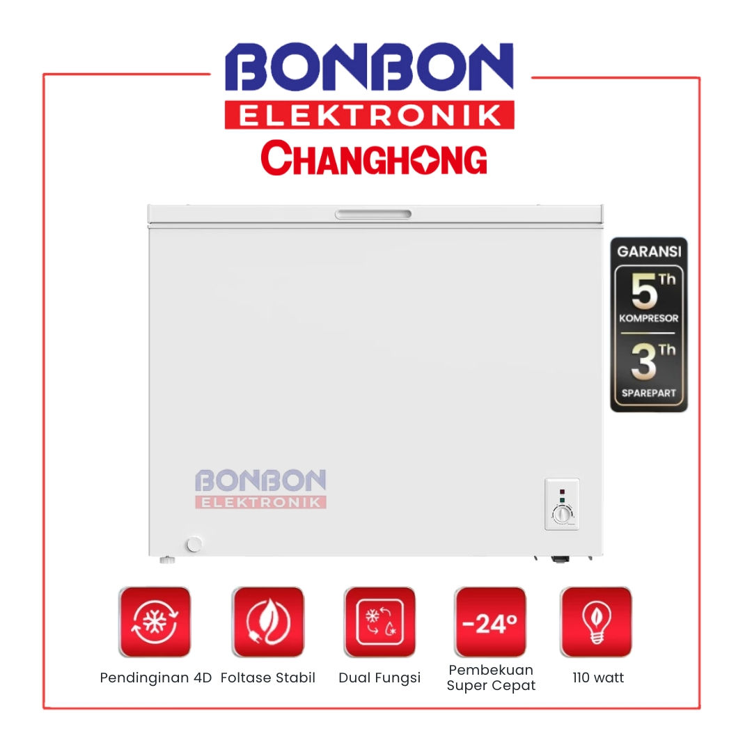 Changhong Chest Freezer 280 L FCF336DW / FCF-336DW / FCF 336 DW - Fast Freezing