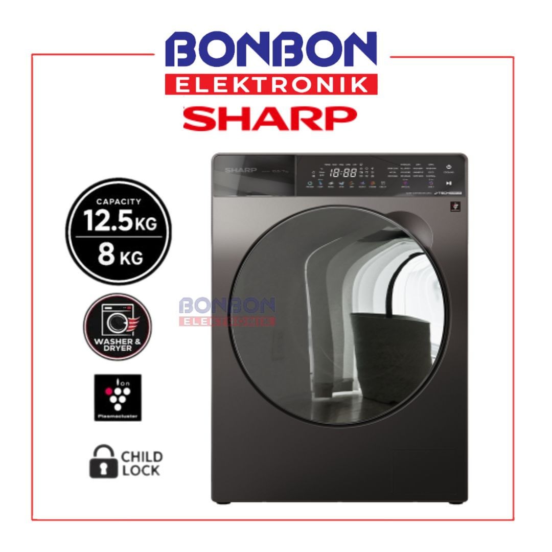 SHARP Mesin Cuci Front Loading 12.5 Kg ES-FL1412K-DPI / ESFL1412K / ES FL1412K D