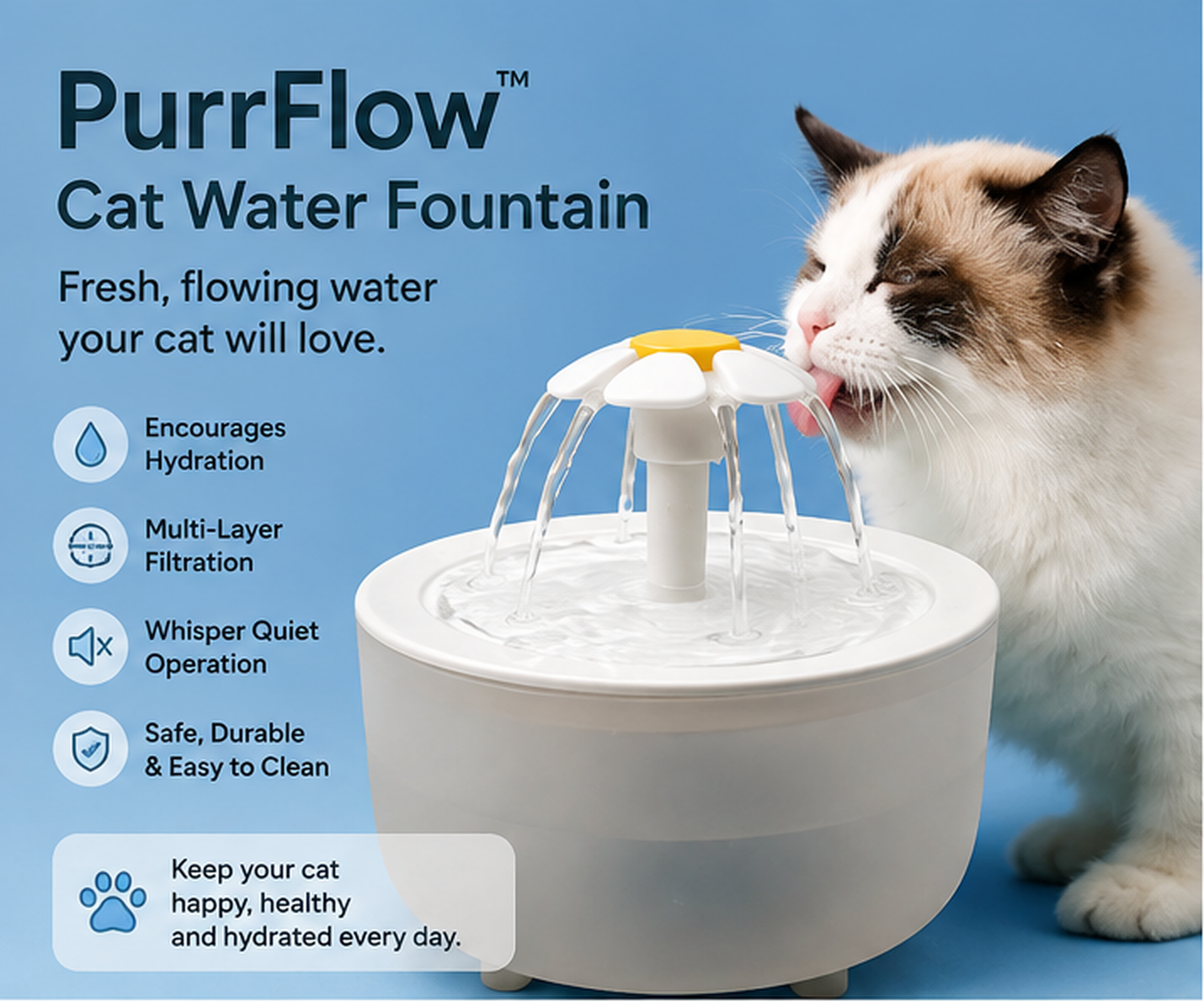 PurrFlow™ Cat Water Fountain