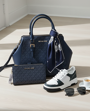 Michael Kors Charlotte Lacivert Deri Büyük Boy Tote Çanta