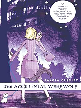 Purple book cover with a lady in a skirt walking her dog