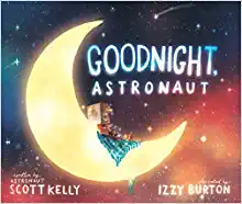 Book cover with a child under a blanket sitting on a crescent moon