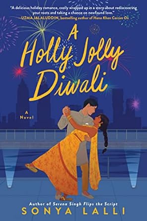 Book cover with two people dancing under a sky lit with fireworks
