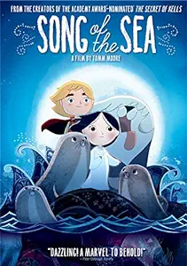 DVD cover with cartoon characters on a rock in the ocean with a full moon behind them