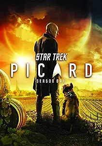 DVD cover with Picard standing with a dog by a field