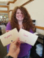 Photo of Kelsey picking between Mystery or Spice categories