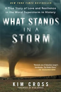 Book cover with a tornado headed for a town