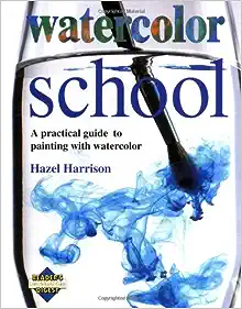 Book cover with a photo of a watercolor brush with blue paint in a jar of water