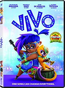 DVD cover with a lady with blue hair playing the guitar with a monkey playing the sax