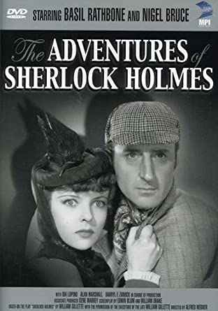 Black and white DVD cover with a woman clutching a mans clothes in fear