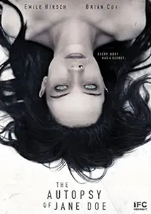 DVD cover with a woman laying down on a white table upside down