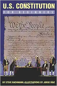 Book cover with the us constitution and the founding fathers