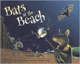 Book cover with a drawing of bats on the beach roasting marshmallow over a campfire on the beach