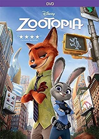Movie cover of a fox and a hare dressed like police standing on a busy sstreet