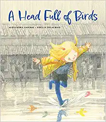 Book cover with a young girl splashing in puddles on a city street