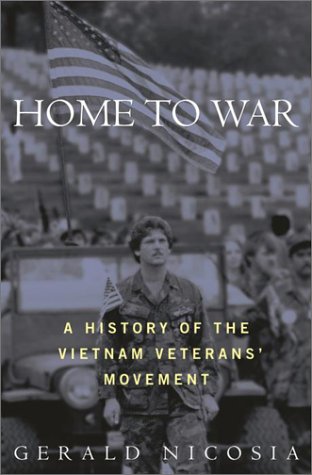 Book cover with a black and white photo of a Vietnam veteran standing in front of a military jeep in a cemetary