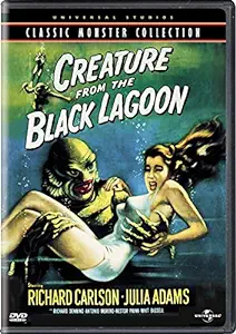 DVD cover with a creature under water holding a woman in a white dress