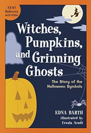 Book cover with a witch, pumpkin and ghost