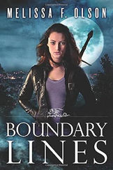 Book cover with a woman standing in front of a full moon with a sword on her back