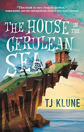 Book cover with a house on a piece of land jutting out over the ocean