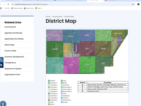 Color-coded map showing districts with names like Waynesville, Harp, and Nixon. Areas are in shades of green, purple, and blue.
