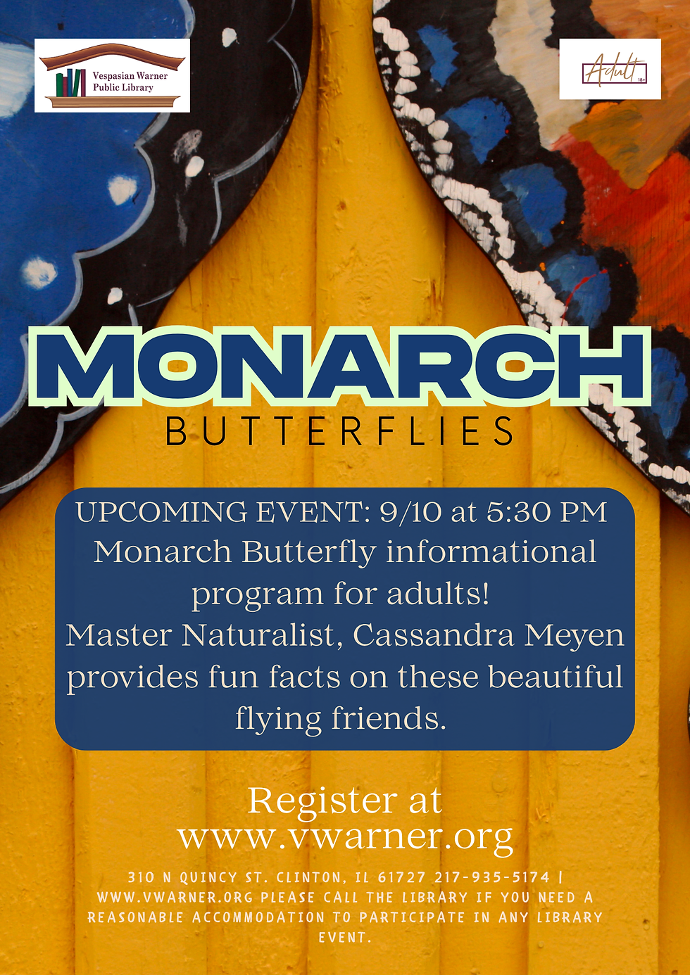 Monarch Butterfly Informational Program (Adult 18+)