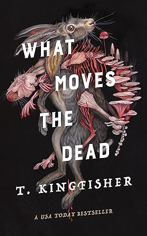 Book cover with a real rabbit and a second rabbit made out of mushrooms