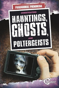 Book cover with a hand holding a camera with a ghost on it