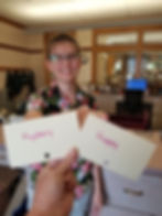 Photo of Adara choosing between Mystery or Happy categories