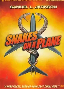 DVD cover with an airplane wrapped in snakes