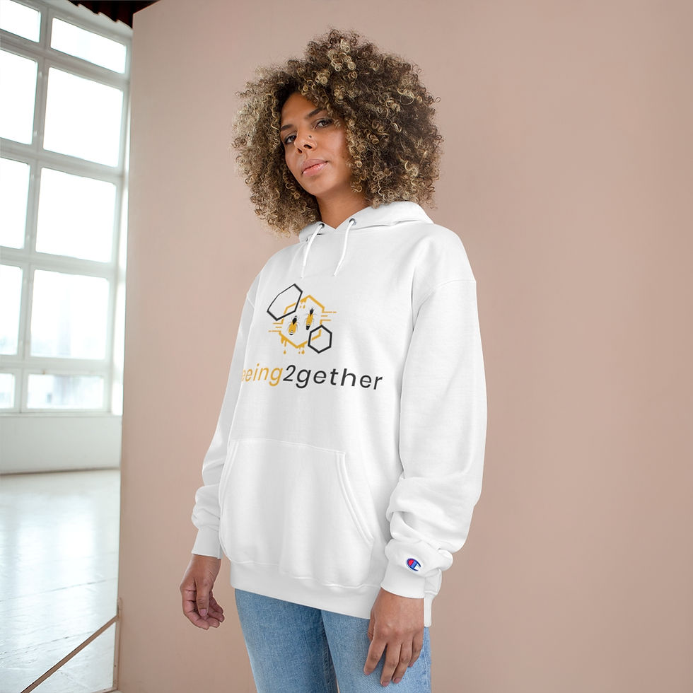 Thumbnail: Girl White Champion Hoodie with Beeing2gether Logo 