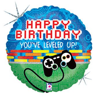 Standard 18" game CONTROLLER balloons foil you've leveled up gamer