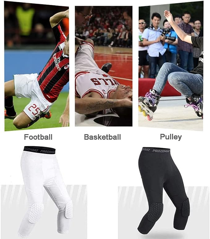 Thumbnail: Men's Basketball Sports Tight Pants 3/4 Compression Workout Leggings Knee Pads