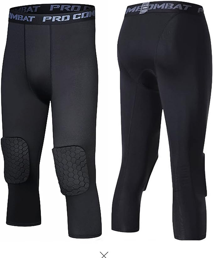 Thumbnail: Men's Basketball Sports Tight Pants 3/4 Compression Workout Leggings Knee Pads