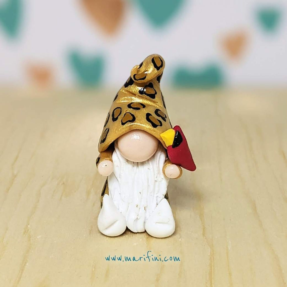 Wild & Whimsy – Leopard Gnome with Cardinal Charm