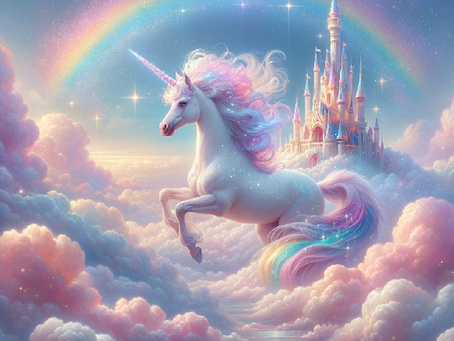 Whimsical round unicorn sticker featuring a pastel-colored dancing unicorn princess surrounded by rainbow sparkles, ideal for fantasy-themed kids’ party favors, scrapbooking, and magical gifts