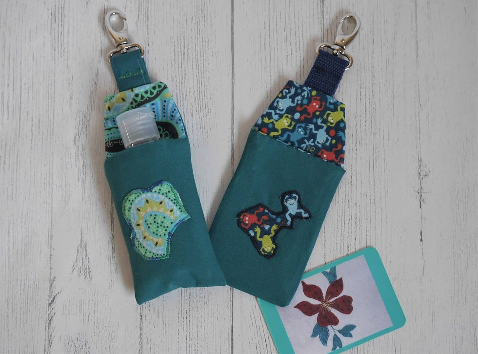 Green hand sanitiser pouch