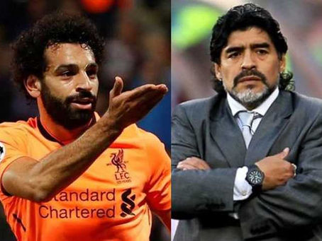 الملك المصري محمد صلاح ينعى الأسطورة مارادونا