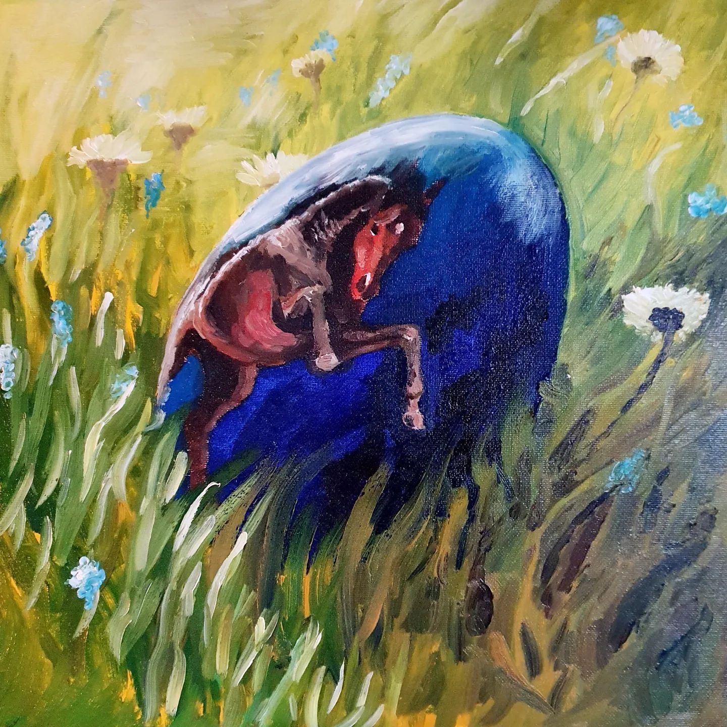Tierkunst Atelier Annette Sommer Equineart Pferdegemälde ÖlÖlgemälde Ostern 2021 40x40cm
