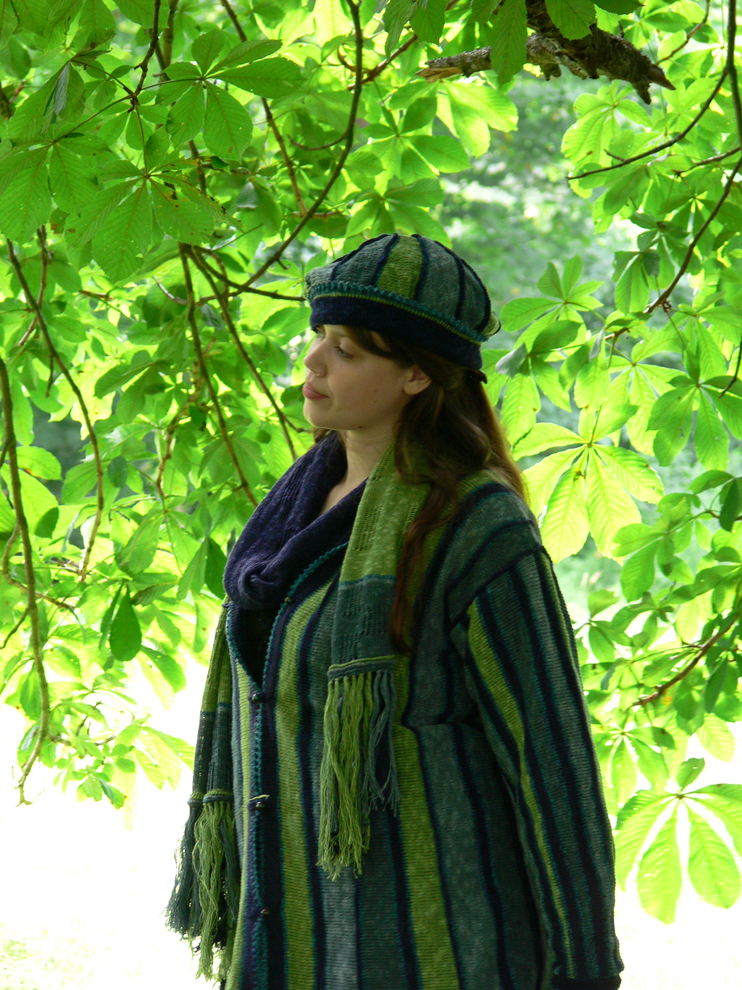 linen flared jacket/scarf/hat