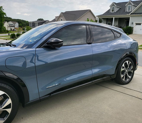 Blue Car with tint and ceramic coating