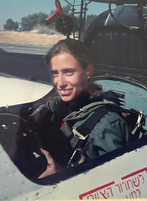 Ilana Golan in the cockpit of an F16 fighter jet