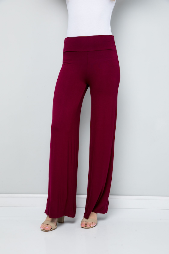 Thumbnail: Solid High Waisted Straight Leg Palazzo Pants
