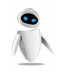 Eve from Pixar's Wall-E movie who is a feminine robot who helps restore the Earth