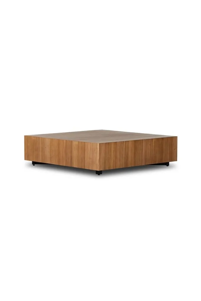 Minimal wood coffee table with clean lines and warm natural finish