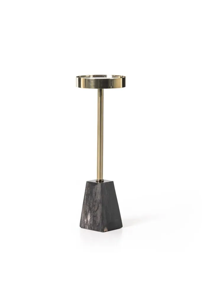 Brass table lamp with stone base and timeless sculptural design