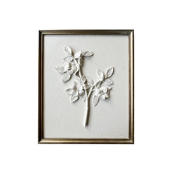 Floral Study framed plaster artwork with handcrafted botanical relief detailing