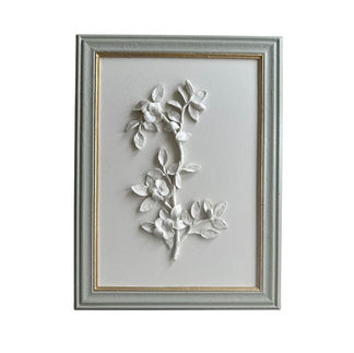 Handcrafted Floral Study plaster relief artwork with timeless floral detailing