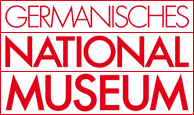 a red and white logo of a museum in Nuremberg