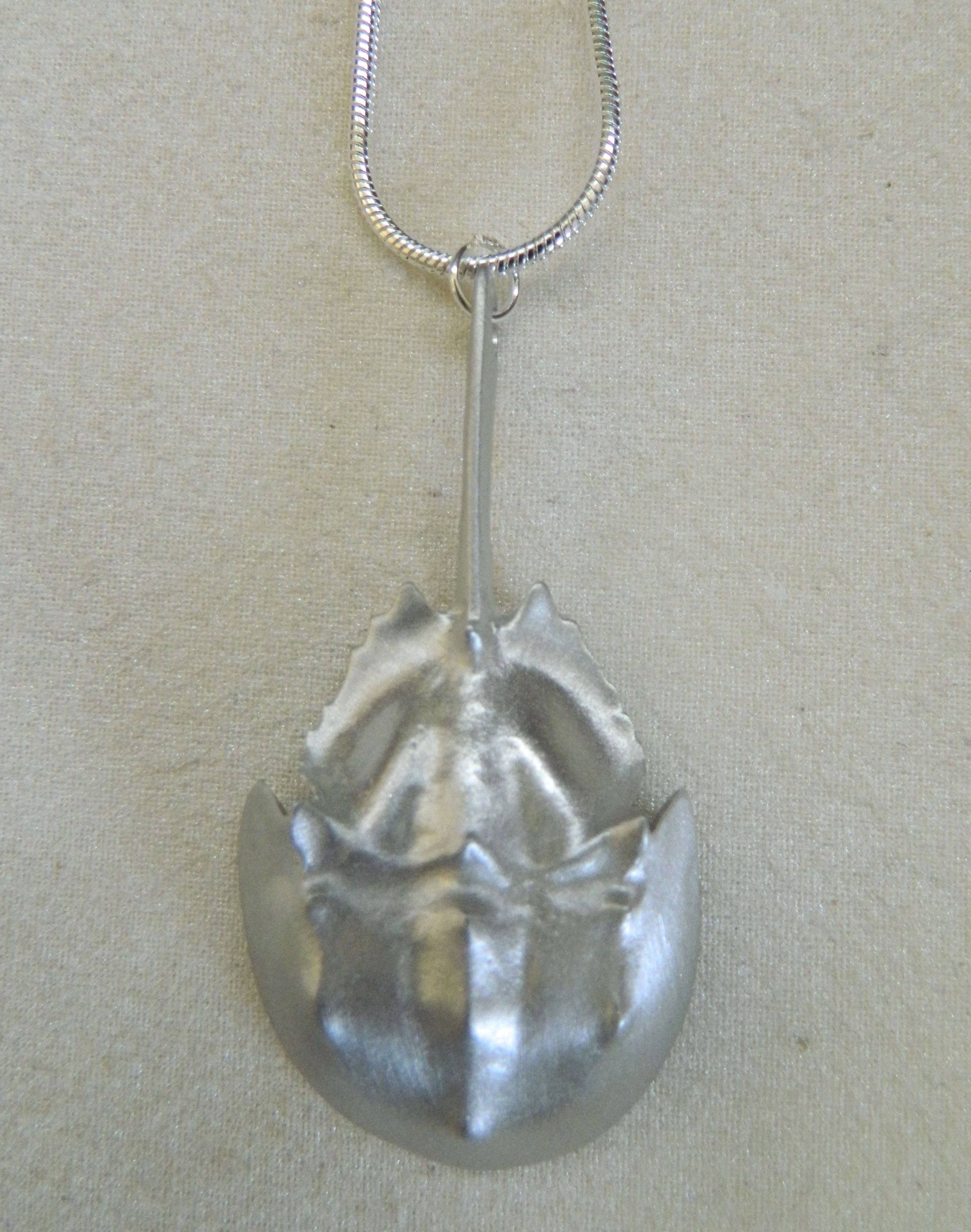 Pewter Horseshoe Crab Silver Necklac